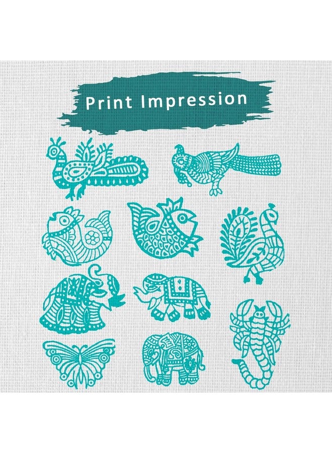 Hashcart Wooden Indian Traditional Design Printing Stamps/Blocks for Printing Saree Border/Dresses/Craft Card Making/Scrapbook/Clay Pottery (Set of 10) - Image 3