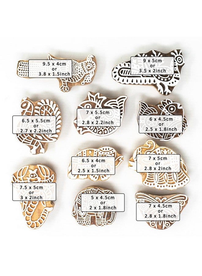 Hashcart Wooden Indian Traditional Design Printing Stamps/Blocks for Printing Saree Border/Dresses/Craft Card Making/Scrapbook/Clay Pottery (Set of 10) - Image 4