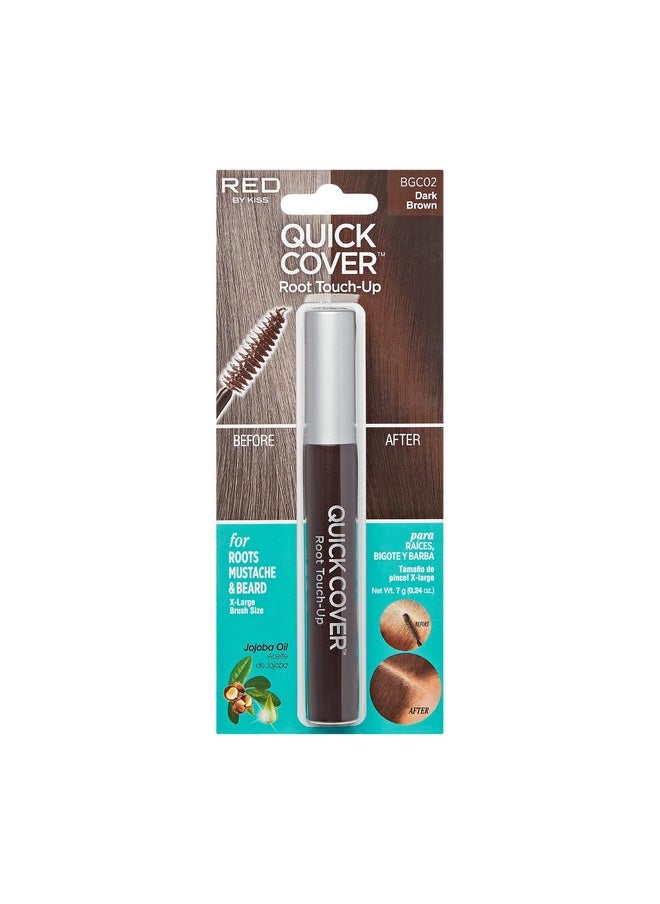 Red by Kiss RED by Kiss Quick Cover Root Touch Up Rescue, Mascara Natural Water-Resistant Temporary Gray Concealer Cover Up Brush for Hair Mustache & Beard (Dark Brown)  - Image 1
