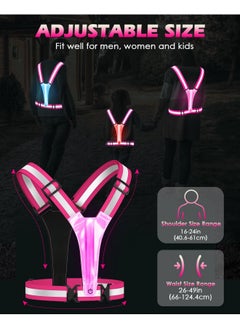 Zacro LED Reflective Vest Running Gear, 5 Lights Colors High Visibility Reflective Running Gear Rechargeable Light Up Running Vest for Walking Running Cycling, Adjustable for Men Women Kids(Pink) - pzsku/ZCDB3AD6B6C7BC0F0C986Z/45/_/1732282850/017db071-2d9f-4742-8548-7e53f6ecf8a3