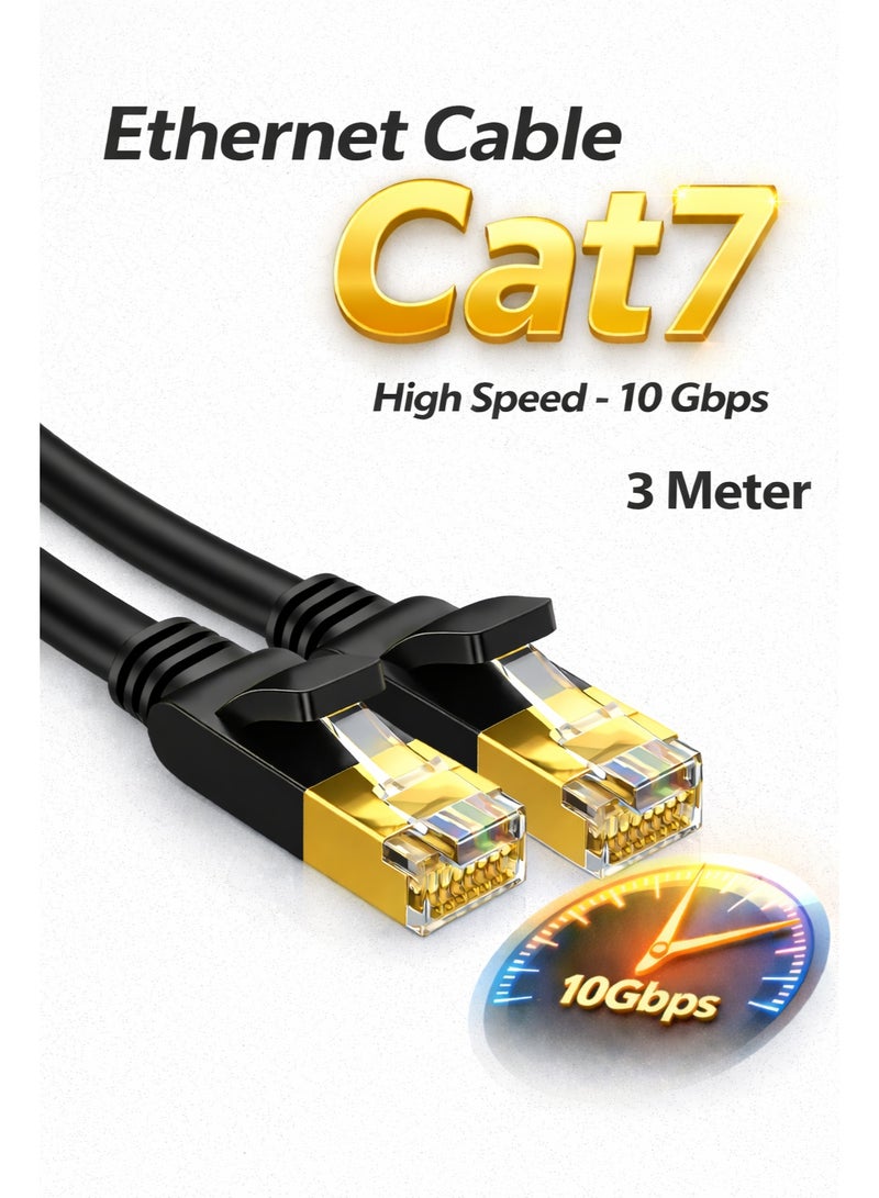 TP-BRIDGE Ethernet Cable Cat7 High Speed 10Gbps RJ45 LAN Network Patch Cord Compatible with PS5 PS4 Xbox PC Laptop Router – 3M - Image 1