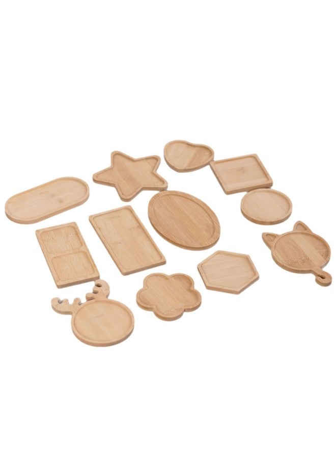 In Stock Bamboo Fleshy Vase Tray Special-Shaped Wooden Base Creative Coaster Mosaic Bamboo Mat Home Office Ornaments-Specification:Big Deer Inner Hole 10cm  - Image 5