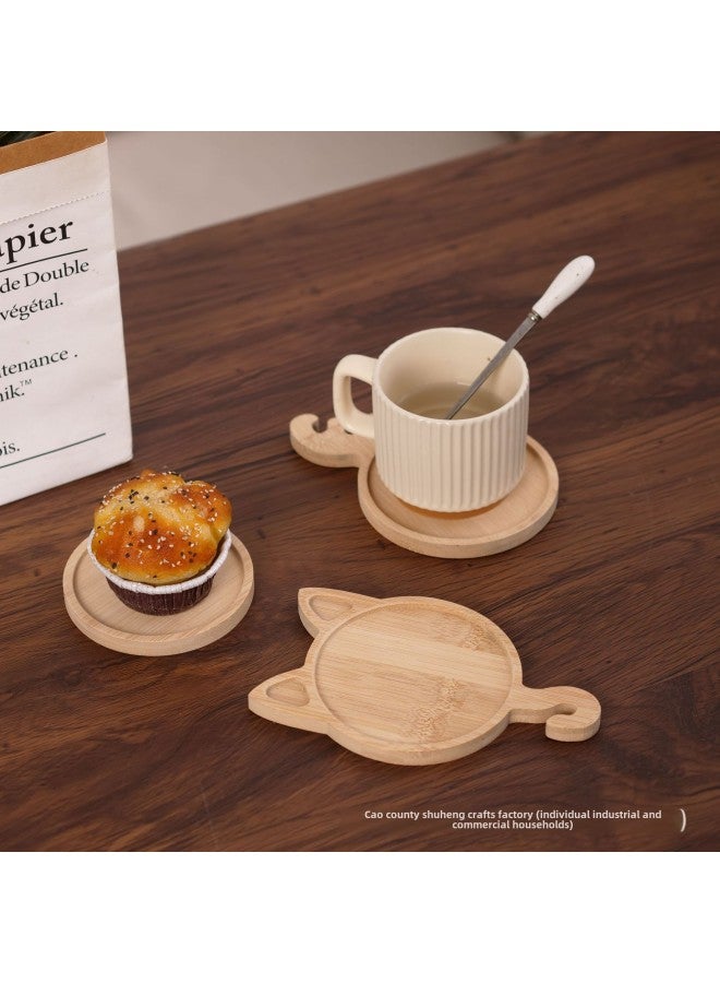 In Stock Bamboo Fleshy Vase Tray Special-Shaped Wooden Base Creative Coaster Mosaic Bamboo Mat Home Office Ornaments-Specification:Big Deer Inner Hole 10cm  - Image 2