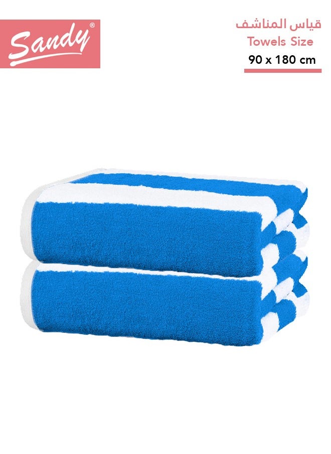 Sandy Premium Hotel Quality Large Beach Towel 100% Cotton Made in Egypt  Soft Quick Drying and Highly Absorbent (2 Pack - 90x180 cm) Blue  - Image 1