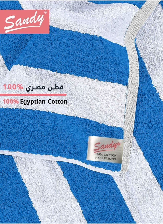 Sandy Premium Hotel Quality Large Beach Towel 100% Cotton Made in Egypt  Soft Quick Drying and Highly Absorbent (2 Pack - 90x180 cm) Blue  - Image 3