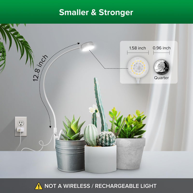SANSI Grow Lights for Indoor Plants, Pot Clip LED Plant Lights for Indoor Growing, Full Spectrum, Plant Lamp with 4-Level Dimmable, Auto On Off 3 6 12 Hrs Timer for Succulents, Small Plant, White, 5V. - Image 2