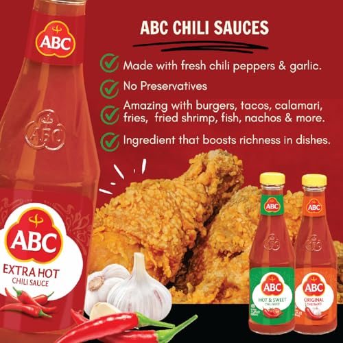 ABC Extra Hot Chili Sauce, 11.3 Oz, Spicy Sriracha Style Sambal, No MSG, Umami Flavor, Indonesian BBQ Dip Made with Chili & Garlic - Image 3
