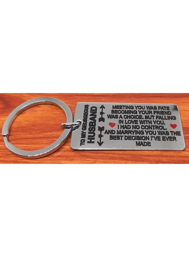 Aura To My Georgeous Husband Romantic Valentine Birthday Gift Keychain For Men Husband Car Bike Keys Silver Keychain - Image 4