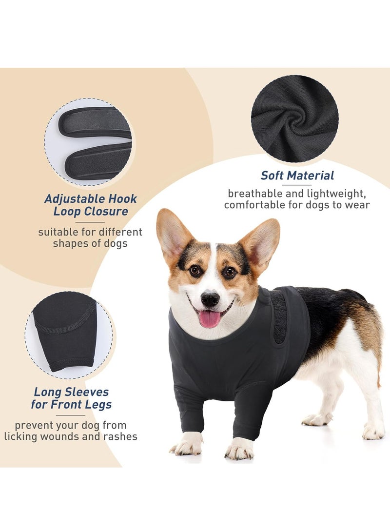 KASTWAVE كُم استعادي للكلاب للأرجل الأمامية، بدلة استعادية قابلة للتنفس للكلاب بعد العملية، أكمام أرجل قابلة للتعديل لمنع اللعق، واقيات كوع الكلاب بدائل طوق الكلب، أسود XL - Image 2
