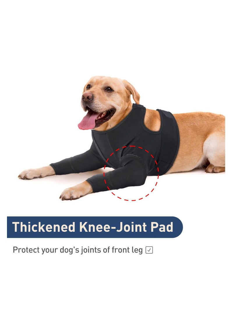 KASTWAVE كُم استعادي للكلاب للأرجل الأمامية، بدلة استعادية قابلة للتنفس للكلاب بعد العملية، أكمام أرجل قابلة للتعديل لمنع اللعق، واقيات كوع الكلاب بدائل طوق الكلب، أسود XL - Image 3