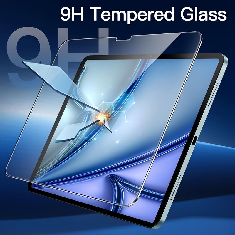Pack Of 2 Screen Protector For iPad Air M2 13 Inch 2024 2.5D Curved Edges 9H Tempered Glass Anti Fingerprint Scratch Resistant Reinforced Glass Easy Apply High Definition Smooth Surface - Image 2