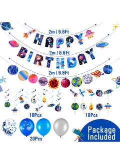 Easy Joy Easy Joy 72 PCS Outer Space Themed Party Decorations Solar System Happy Birthday Banners Planet Hanging Decors Balloons Streamers for Kids  - Image 2