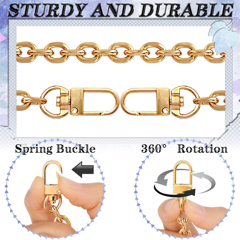 Chewarelly 4 Pcs Different Size Purse Chain Strap Cross body Chain Strap Replacement Chain for Handbag Shoulder Bag Purse(15.7/23.6/31.5/47.2 Inches-O chain 0.28 Inch, Gold) - Image 3