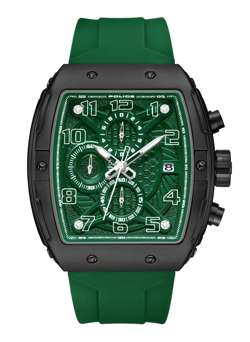 POLICE Coswig Green Dial Green Silicone Strap Gents Chronograph Watch With Alloy Case