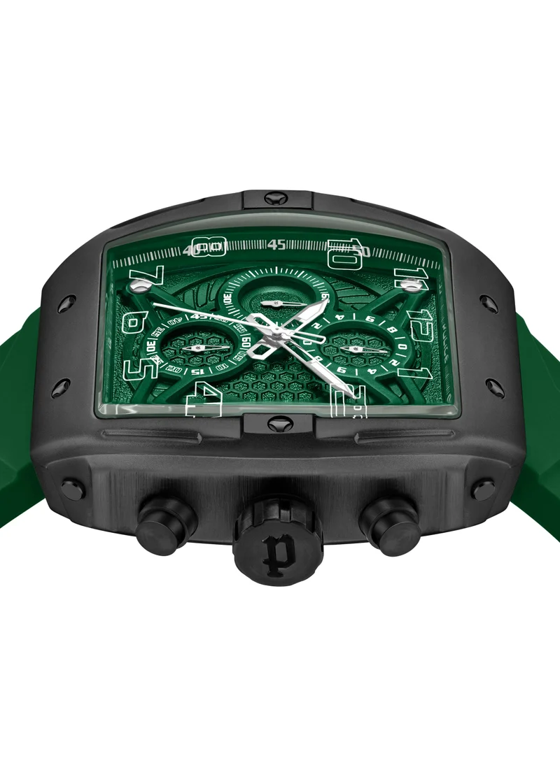 POLICE Coswig Green Dial Green Silicone Strap Gents Chronograph Watch With Alloy Case