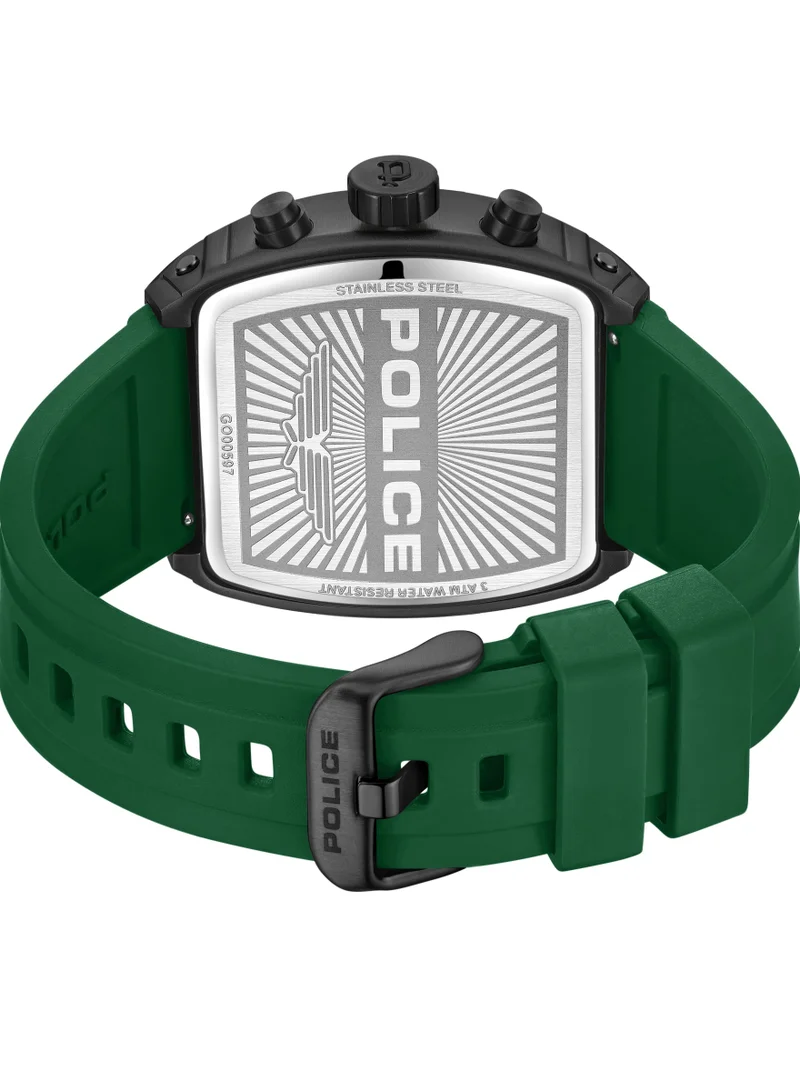 POLICE Coswig Green Dial Green Silicone Strap Gents Chronograph Watch With Alloy Case