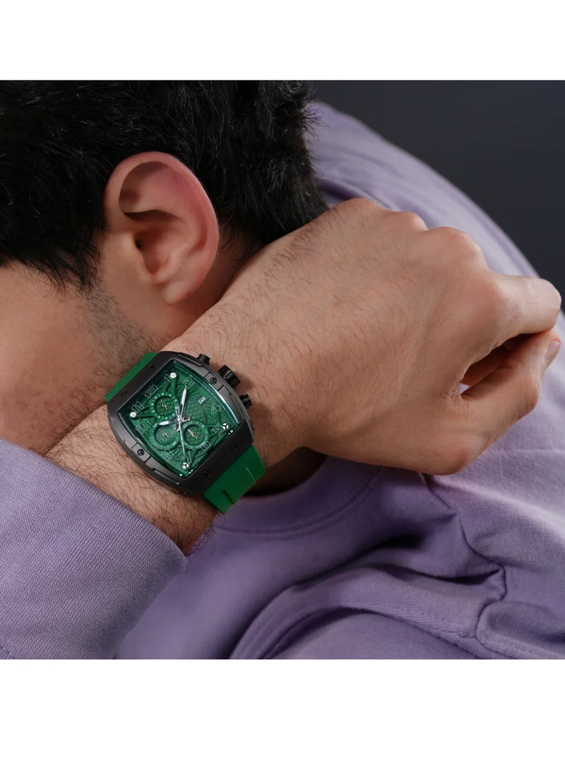POLICE Coswig Green Dial Green Silicone Strap Gents Chronograph Watch With Alloy Case