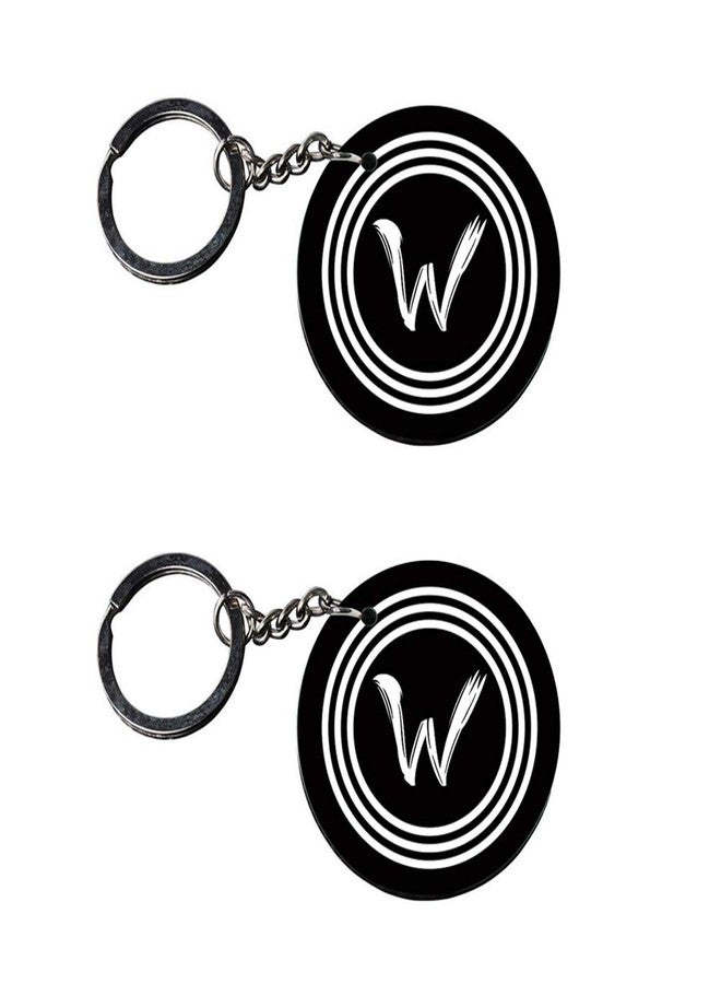 Anuman007 | Alphabet W keychain | keychain of avengers endgame Printed Wooden Keychains | Circle Shape Set of 2 keyrings 2x2 inch - Image 2