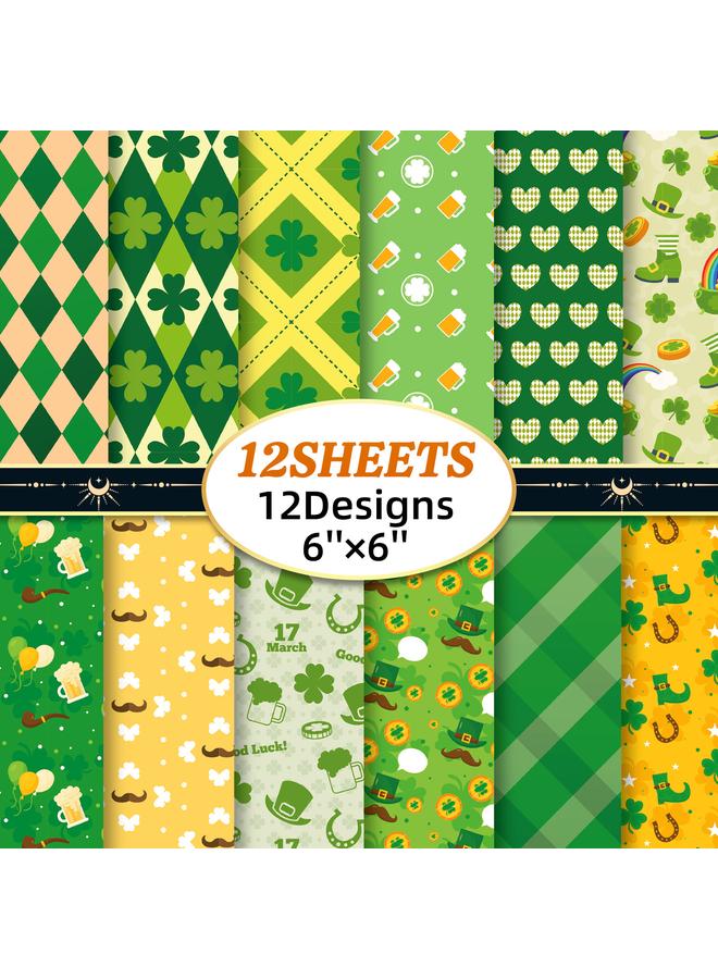Bluejw 12 Sheets/pack Beer St. Patrick Background DIY Dream Holiday Celebration Packaging Material Paper - Image 1