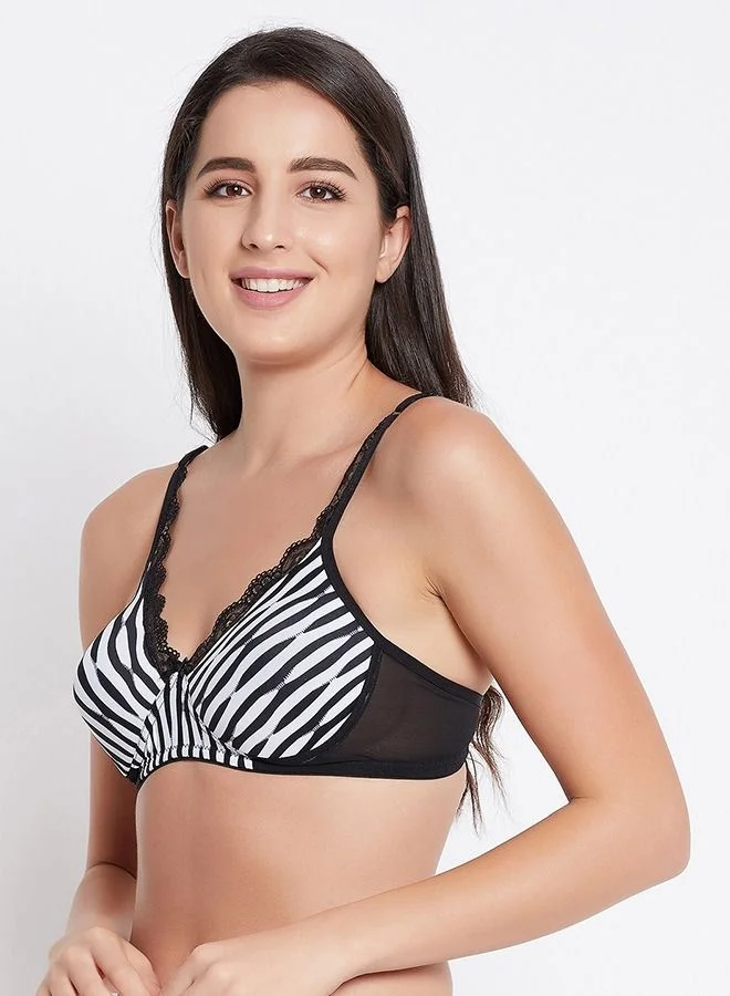 كلوفيا Clovia Padded Non-Wired Full Cup Zebra Print T-shirt Bra in Black