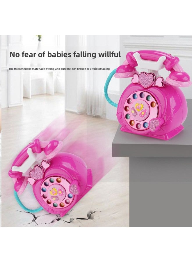 Children's Retro Cartoon Telephones Light Music Princess Early Education Enlightenment Story Machine House Role Play Toys-Specifications:Red - Image 5