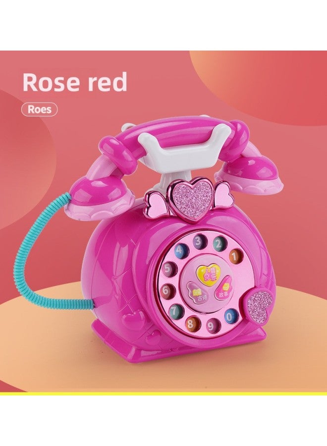Children's Retro Cartoon Telephones Light Music Princess Early Education Enlightenment Story Machine House Role Play Toys-Specifications:Red - Image 1