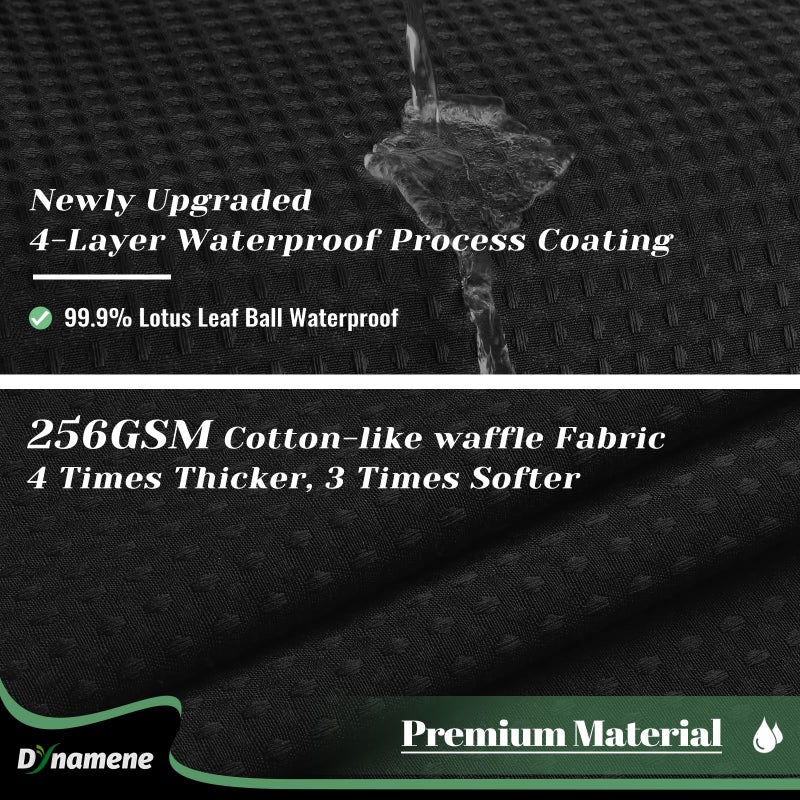 Dynamene 78 Inch Long Shower Curtain  Tall Waffle Fabric Shower Curtains for Bathroom  Hotel Waterproof Cloth Shower Curtain Liner Set with Hooks  Snap in Liner  Mesh Top Window  Black  72x78 - Image 2