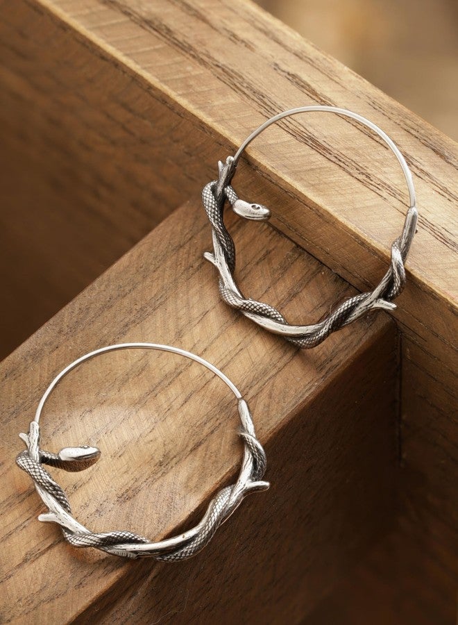 HAQUIL Snake Earrings, Stainless Steel Gothic Retro Snake Serpent Totem Hoop Earrings, Goth Jewelry Gift for Women - Image 4