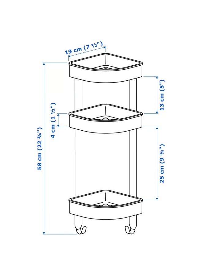 IKEA (IKEA) رف زاوية BROGRUND من أيكيا – ستانلس ستيل، 19×58 سم | منظم زاوي بثلاث طبقات للمطبخ أو الحمام - Image 4