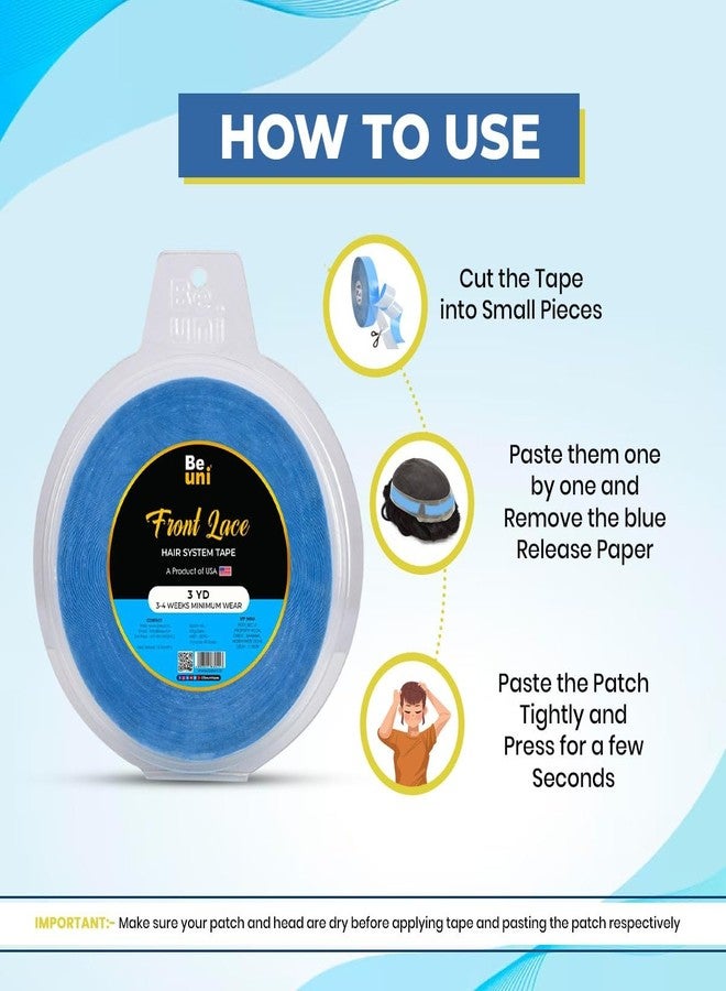 Beuni Front Lace Hair Patch Tape For Men - Extreme Hold Up To 2-4 Weeks | No ShineTape For Hair Patch | Waterproof Wig Tape For Men | Skin Safe, Non-Allergic, Medical Grade Material | 3 Yrd - Image 5