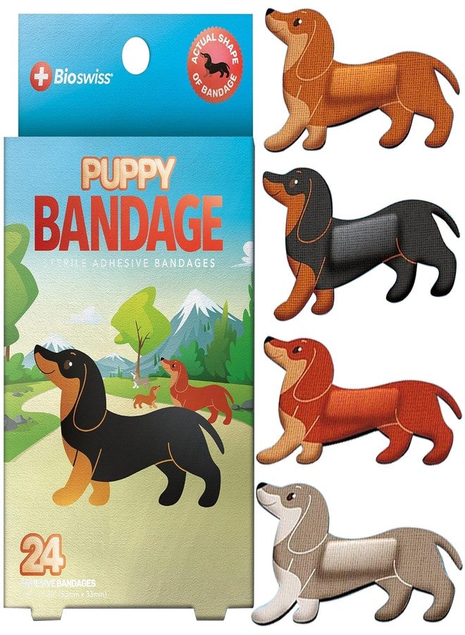 BioSwiss Bandages, Weiner Dog Shaped Self Adhesive Bandage Set, Latex Free, Sterile Wound Care, 24 Count - Image 1