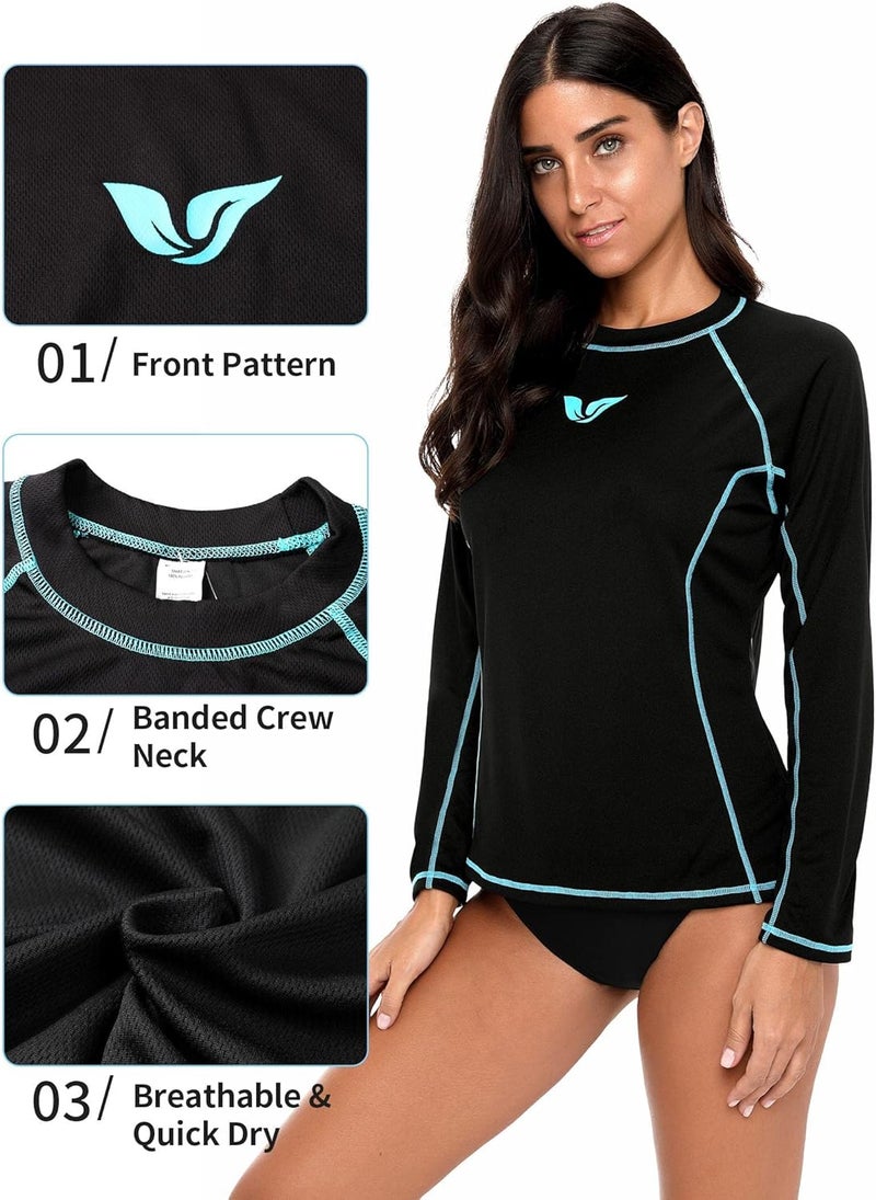 ATTRACO Women's Swim Shirts Long Sleeve Rash Guard UPF 50 Sun Protection Swimsuit Top - Image 5