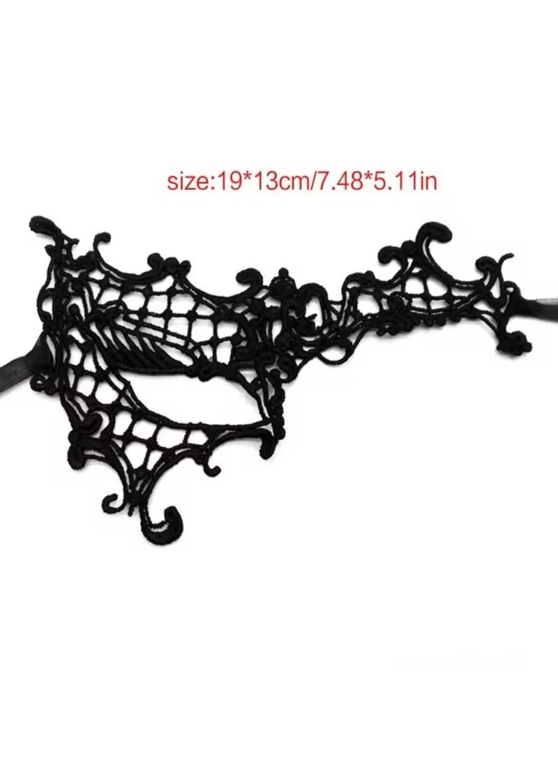 Loquat 5 PCS Masquerade Party Prom Lace Cut Out Eye Mask  - Image 5