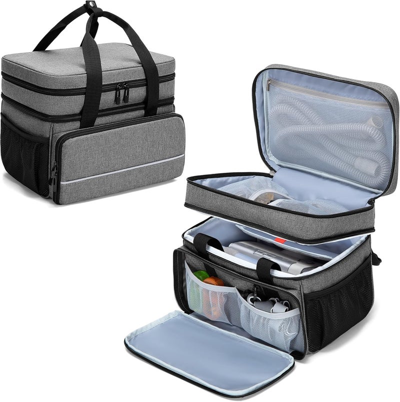 CURMIO CPAP Machine Travel Carrying Case Compatible with ResMed AirSense 11, AirSense 10, AirSense 10 Elite, AirStart 10, Philips Dreamstation, 3B Medical Luna G3, and XT Fit, Gray (Patented Design)