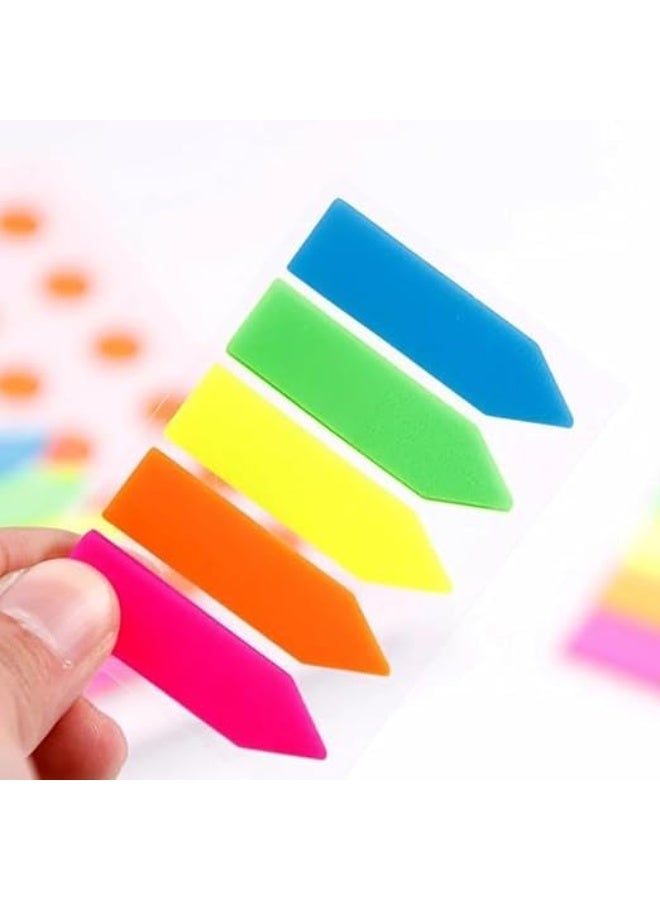 طقم أوراق ملاحظات لاصقة ملونة (عرض عبوتين) - علامات مرجعية شفافة قابلة للكتابة - خامات عالية الجودة - مثالية لتنظيم الكتب والدراسة والمكتب. - Image 1