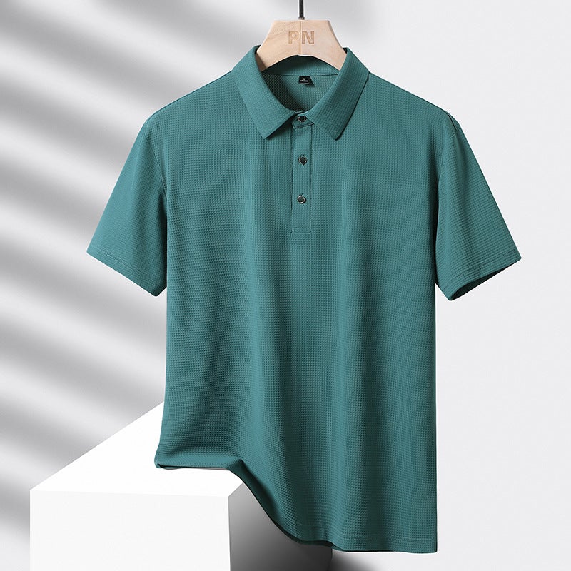 Men's Plus Size Casual Polo Shirt Short Sleeve Summer Top Breathable Ice Silk Father Wear - Image 2