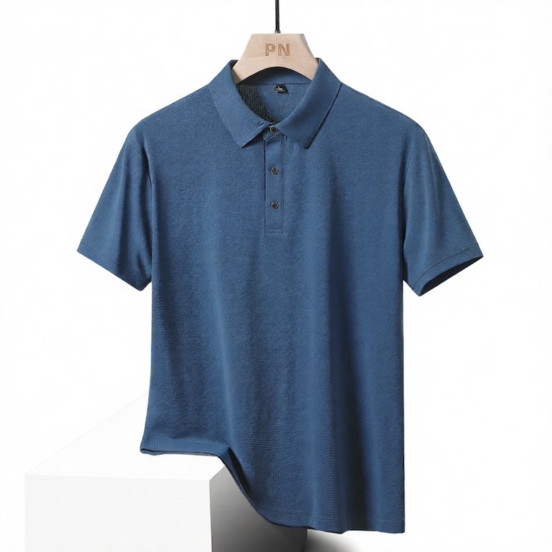 Men's Plus Size Casual Polo Shirt Short Sleeve Summer Top Breathable Ice Silk Father Wear - Image 1