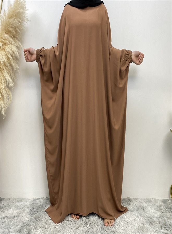 Loquat Bat Long-Sleeved Solid Color Robe Light Brown  - Image 1