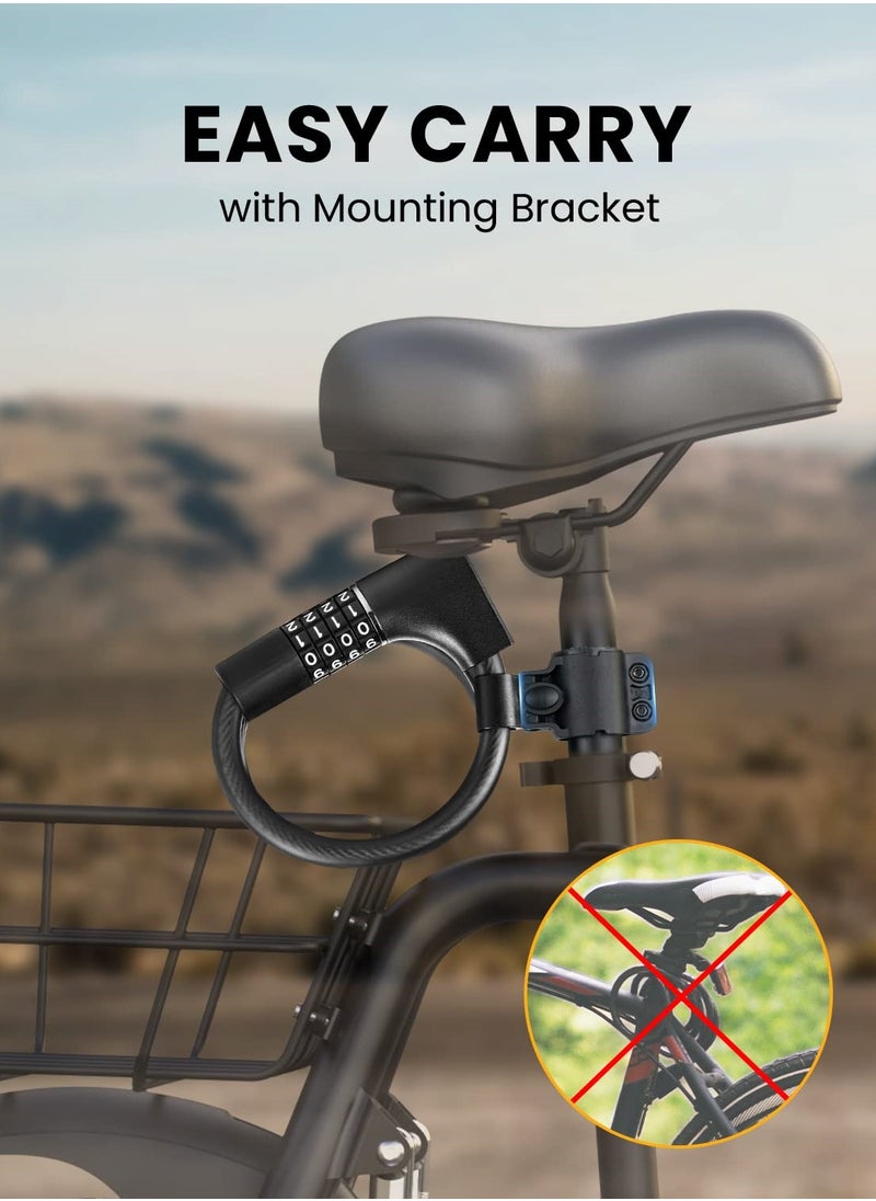 SYOSI - Bike Lock Cable with Combination and Key, Password Lost Retrievable Bicycle Lock Anti-Theft, Coiled Secure Resettable Bike Combination Lock with Mounting Bracket for Bikes and Scooters - Image 1