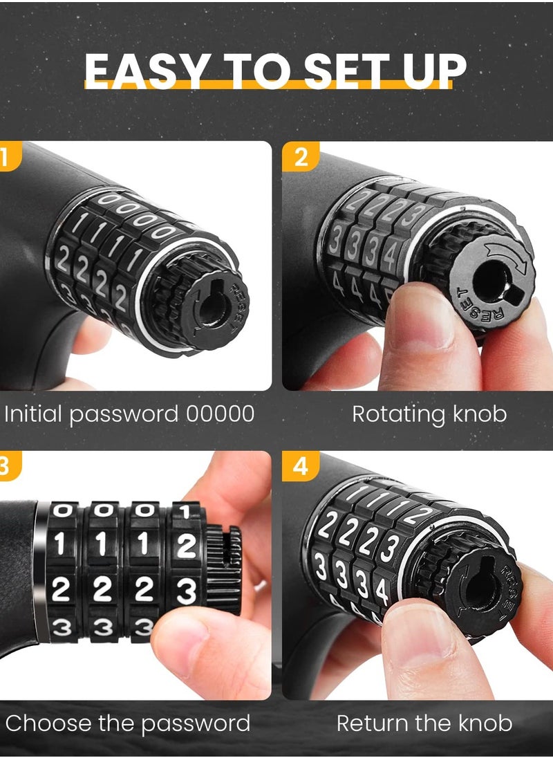 SYOSI - Bike Lock Cable with Combination and Key, Password Lost Retrievable Bicycle Lock Anti-Theft, Coiled Secure Resettable Bike Combination Lock with Mounting Bracket for Bikes and Scooters - Image 1