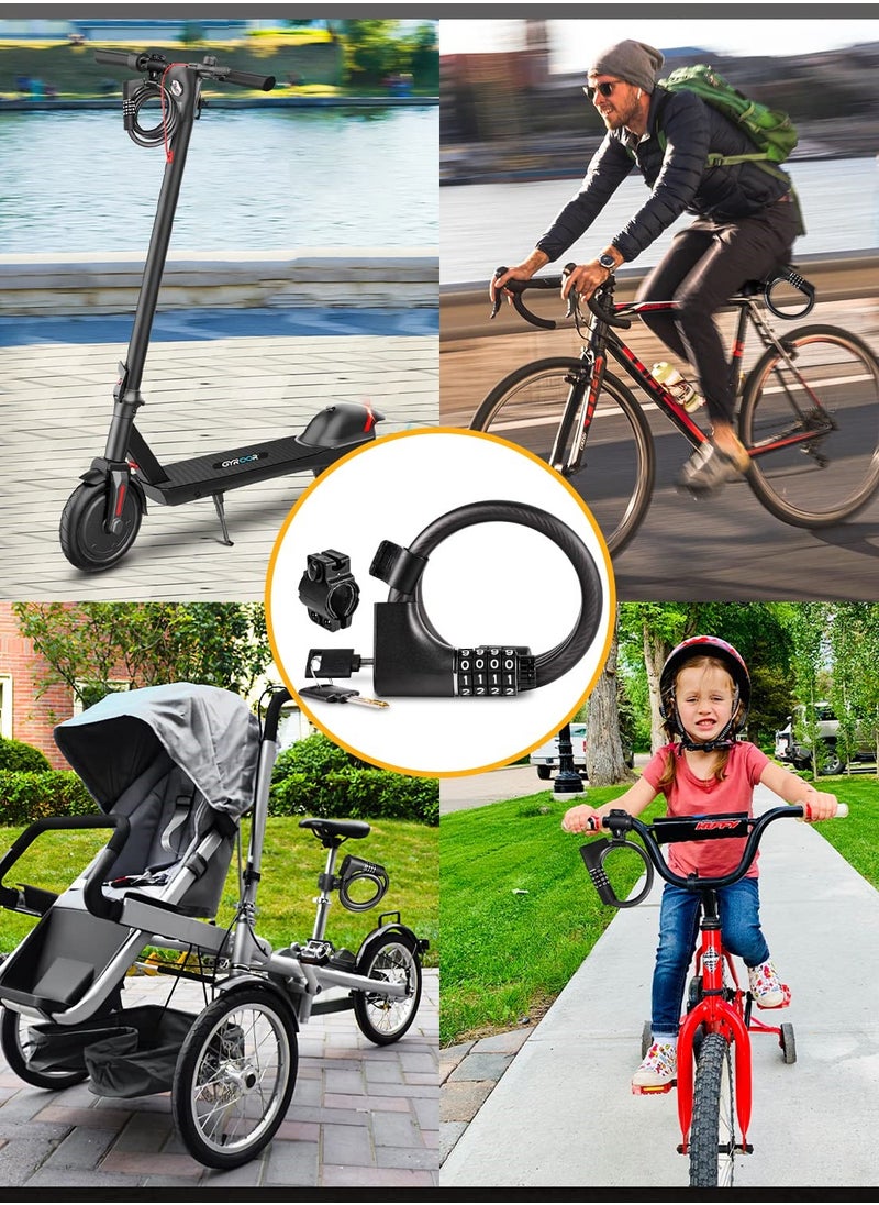 SYOSI - Bike Lock Cable with Combination and Key, Password Lost Retrievable Bicycle Lock Anti-Theft, Coiled Secure Resettable Bike Combination Lock with Mounting Bracket for Bikes and Scooters - Image 1