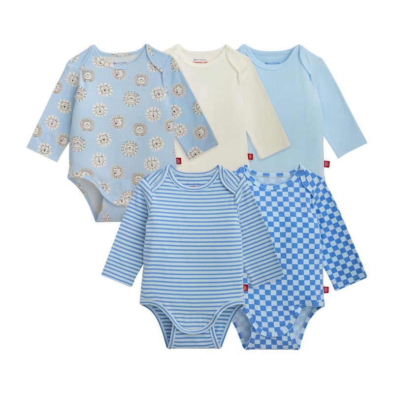 Magnetic Me Cloudstretch 5-Pack Bundle | Magnetic Baby Bodysuit | Boys - 1 | 9-12 Months