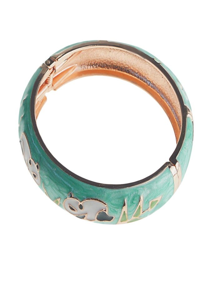 UJOY Cloisonne Bangles Gorgeous National Floral Panda Set Enameled Plated Handcrafted Bracelets Jewelry Gifts 55C43 Panda Green - Image 3