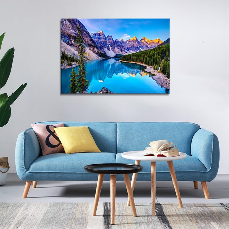 DZL Art S73269 Mountain and Lake Nature Landscape Wall Art House Wall Decoration Set Home Art Picture Home Bedroom Living Room Decoration Kitchen Office Wall Decor - Image 2