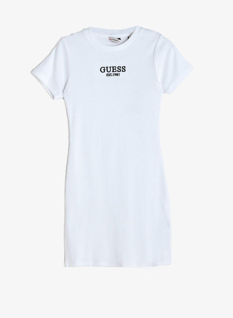 GUESS Youth Logo Ribbed Short Sleeve Mini Dress - Image 4