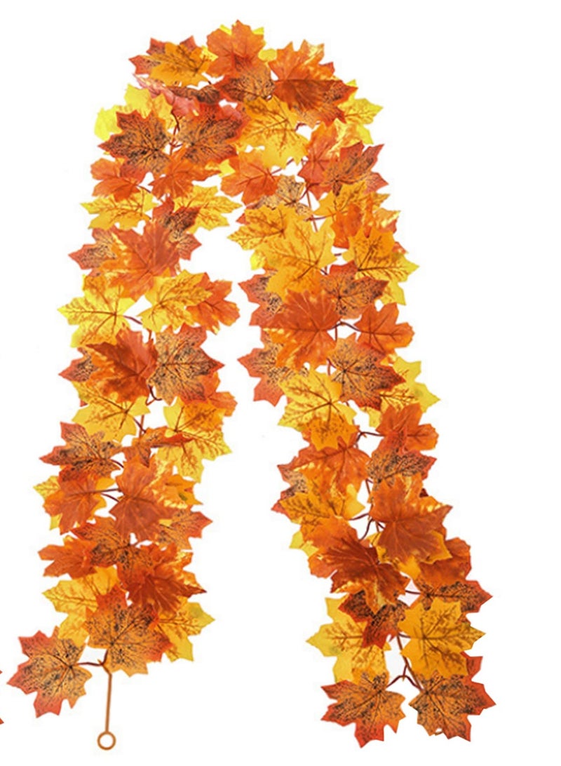 موردلي إكليل الخريف الخارجي قطعة واحدة بطول 5.7 قدم. ديكور واقعي ثنائي الجانب من خشب القيقب لأوراق الخريف قابل للتعليق ديكور عيد الشكر قابل لإعادة الاستخدام لحفلات الموقد المنزلية والكريسماس - Image 1