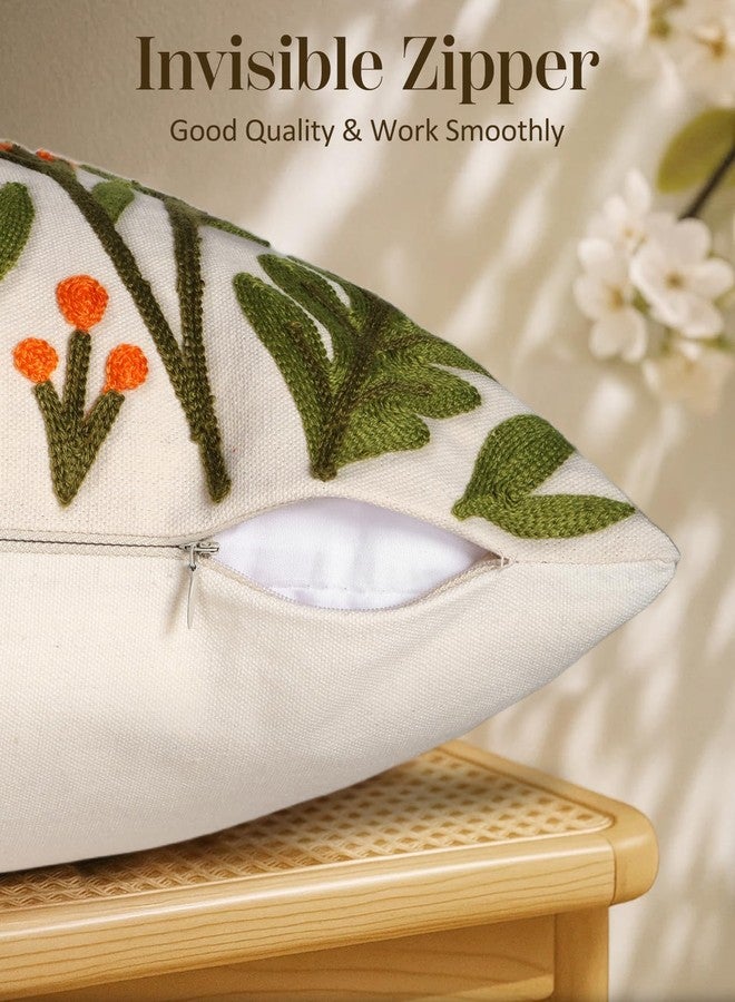 Kokaaee Embroidered Lumbar Pillow Covers 20x12 Inch - Summer Boho Decorative Pillow Cover with Zipper for Living Room Couch Sofa Bed Aesthetic Design Flower Cluster Linen Cushion Pillowcase - Image 3