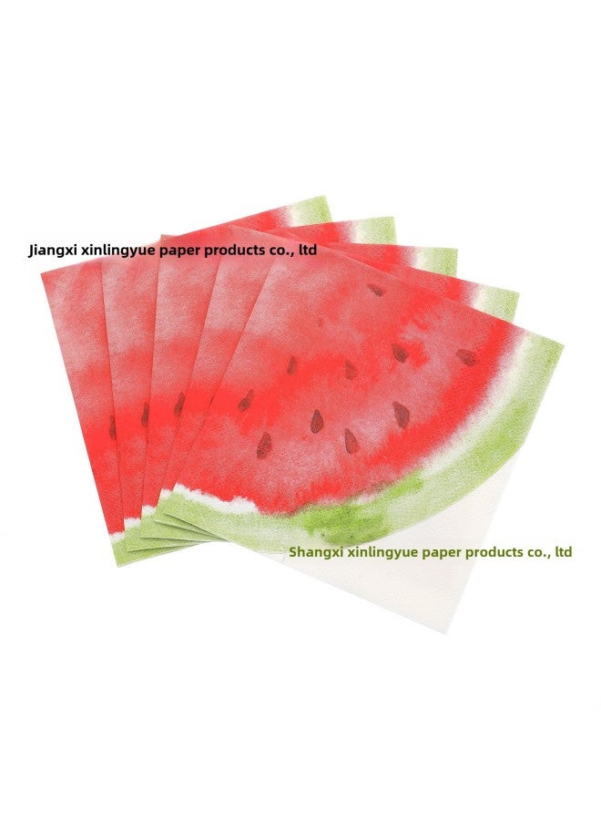 Variety Of Paper Towels Can Make Printed Napkins Disposable Paper Towels To Make Holiday Party Supplies-Color:Tissue 25*25-watermelon - Image 1