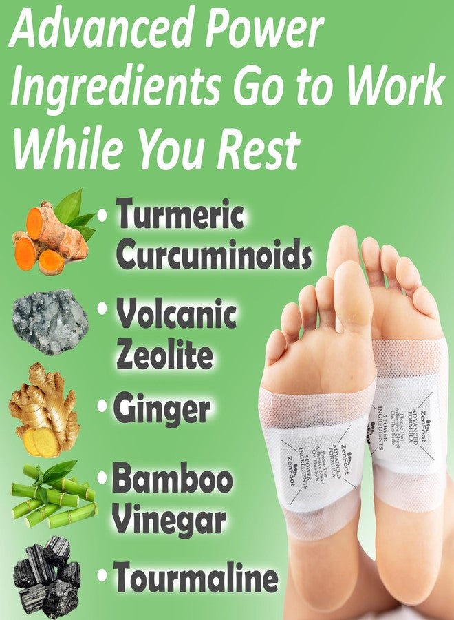 ZenFoot Advanced Foot Pads: Zeolite, Turmeric Curcumin & Ginger Formula | Effective & Natural | Premium Foot Patches 20 Pack - Image 2