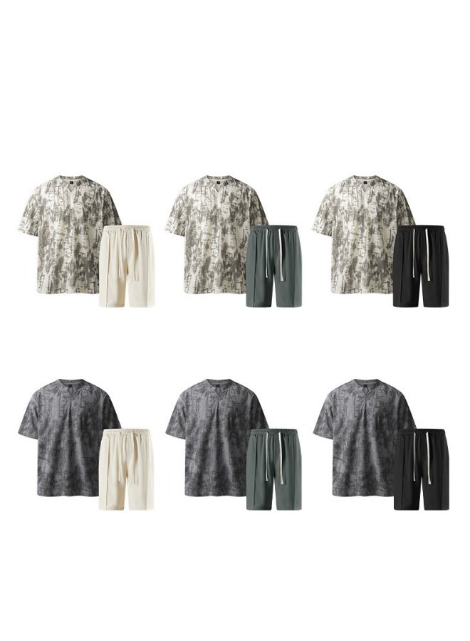 KUYING New Fashion Tie Dyeing Waffle Casual Sports Set - Image 2